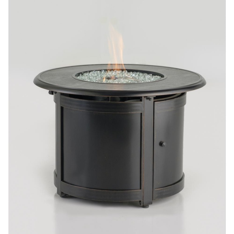 Manchester 36" Round Match Lit Gas Fire Pit Chat Table Glacier Ice Firebeads