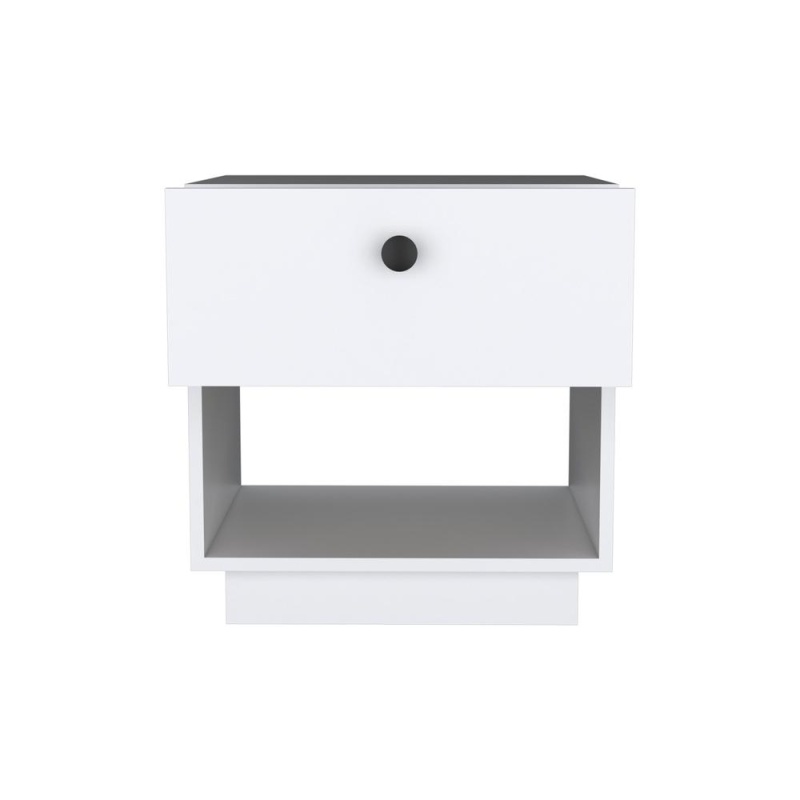 Macon Single Drawer Nightstand with Open Storage Shelf, White