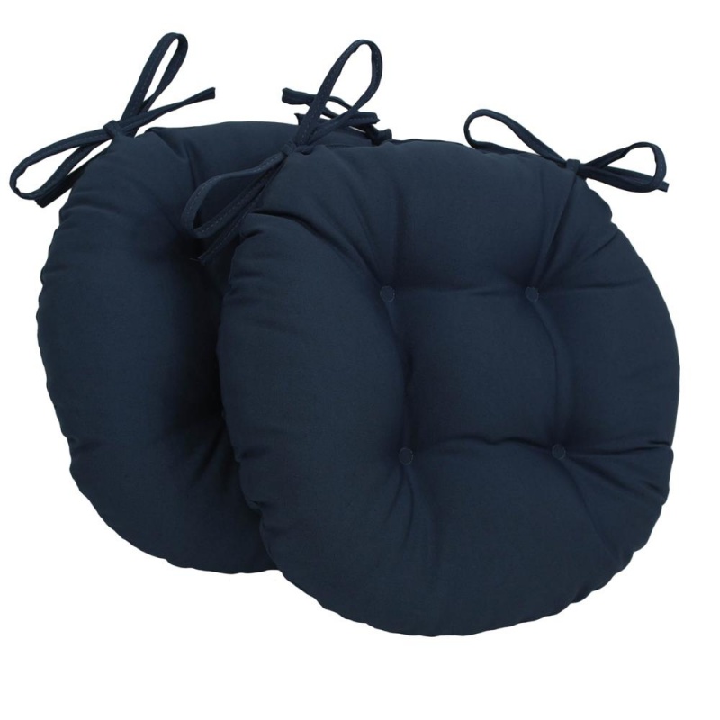 16-Inch Solid Twill Round Tufted Chair Cushions (Set of 2)