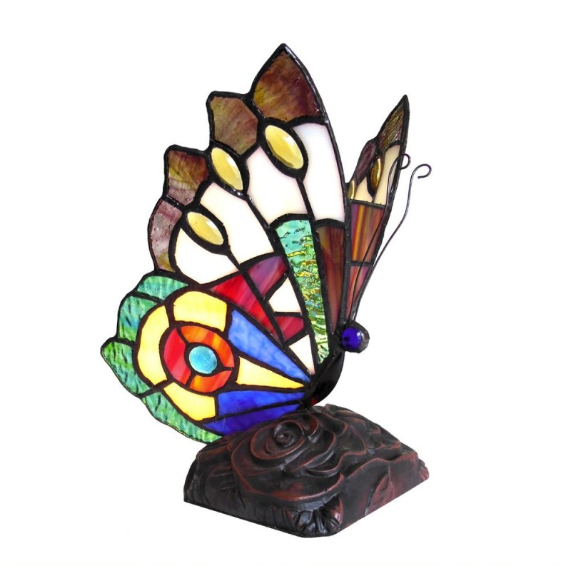 Kacy 7 Tiffany-Style 1 Light Butterfly Accent Table Lamp 9" Tall