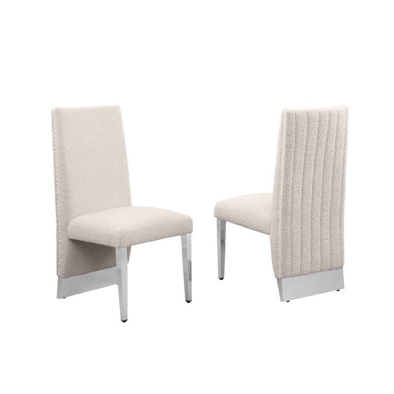 Luxe Cream Boucle Side Chairs - Set Of 2