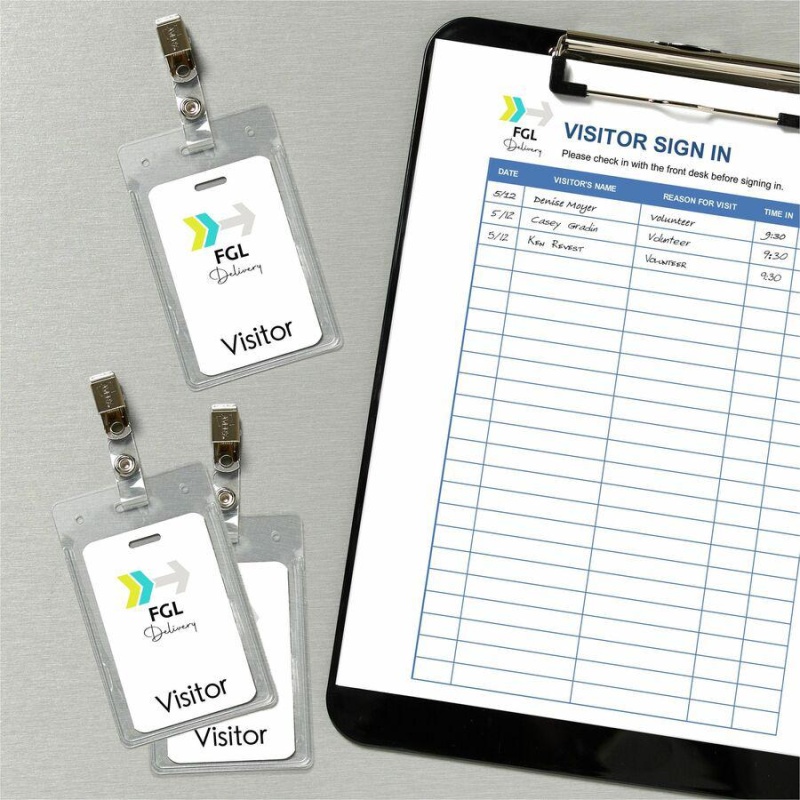 Avery® Heavy-Duty Secure Top Clip-Style Badge Holders - Support 2.25" X 3.50" Media - Portrait - 2.3" X 3.3" - Plastic - 50 / Box - Clear