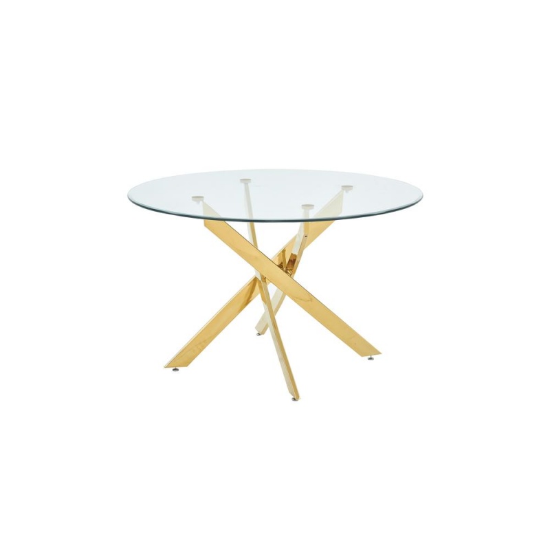 Alison Modern Round Glass Dining Table In Gold