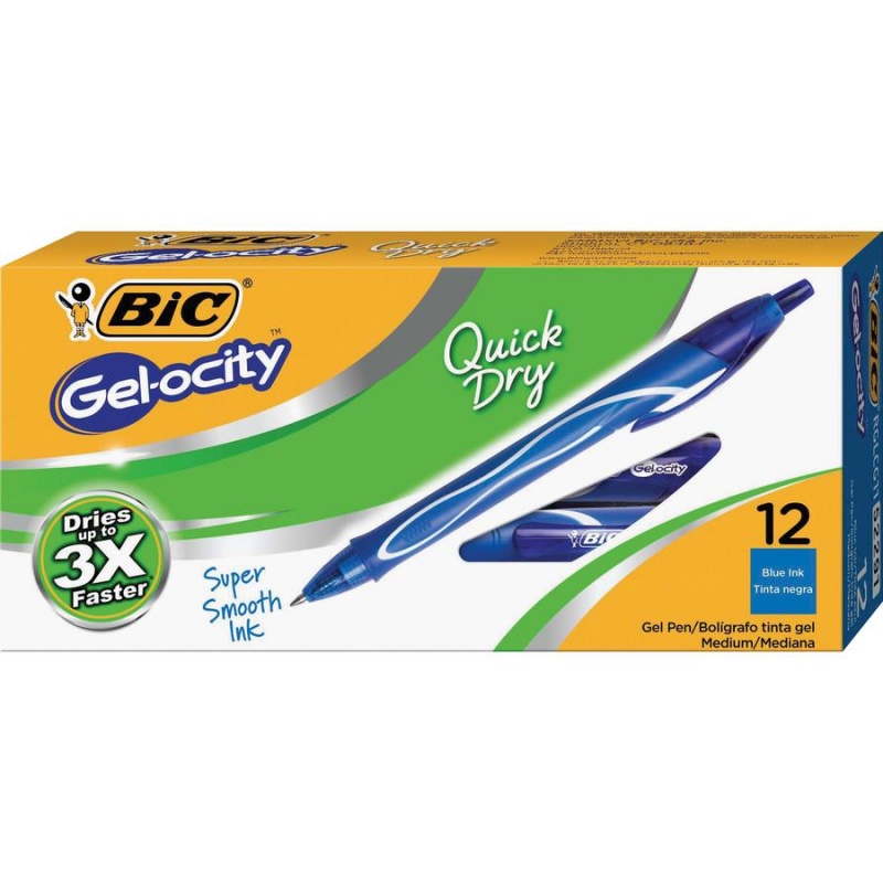 Bic Gel-Ocity .7Mm Retractable Pen - Medium Pen Point - 0.7 Mm Pen Point Size - Retractable - Blue Gel-Based Ink - 1 Dozen