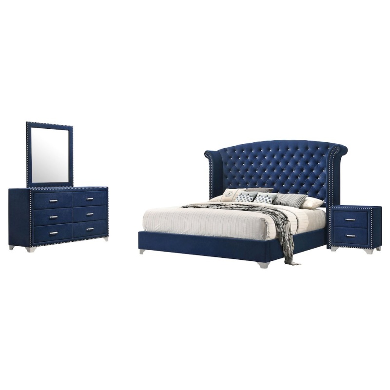 Melody 4-Piece Eastern King Bedroom Set Pacific Blue