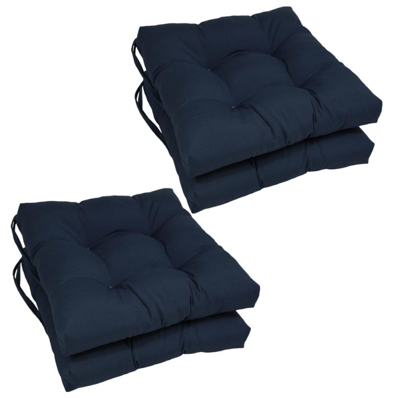 16-Inch Solid Twill Square Tufted Chair Cushions (Set of 4)
