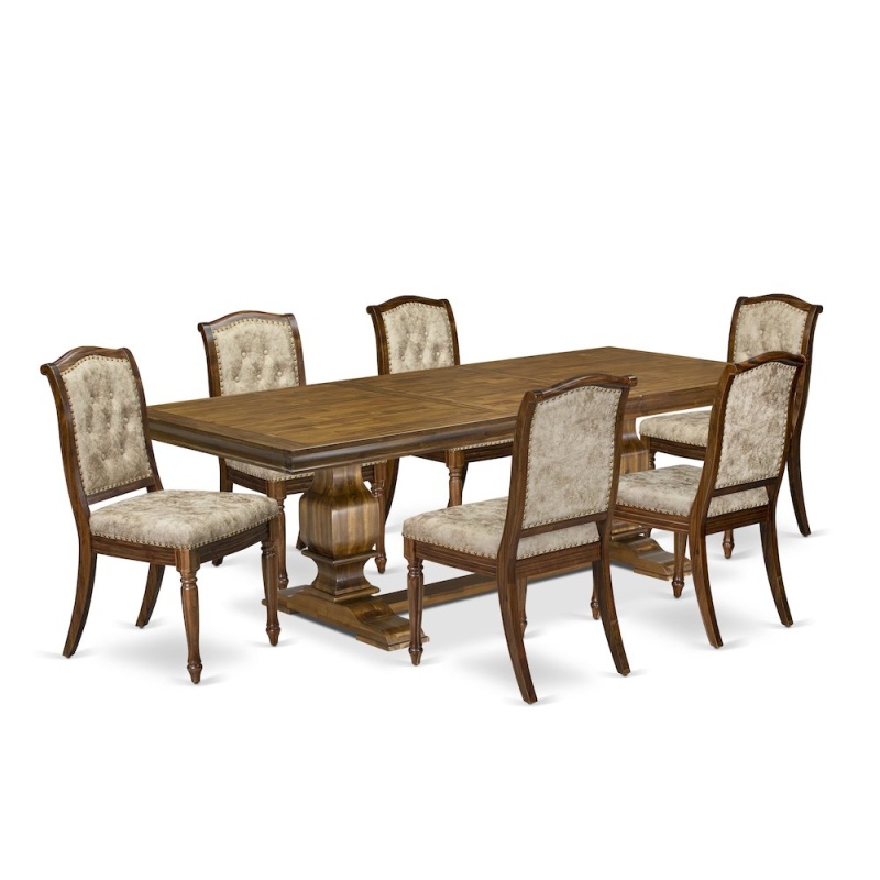 7 Pieces Kitchen Table Set with Rectangular Dining Table and 6 Chairs