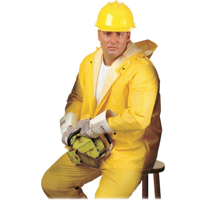 River City Three-Piece Rainsuit - Recommended For: Agriculture, Construction, Transportation, Sanitation, Carpentry, Landscaping - Medium Size - Water Protection - Snap Closure - Polyester, Polyvinyl