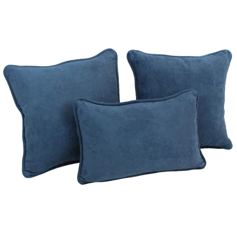 Double-Corded Solid Microsuede Throw Pillows With Inserts (Set of 3)