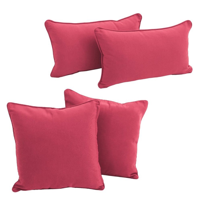 Double-Corded Solid Twill Throw Pillows With Inserts (Set Of 4), Bery Berry