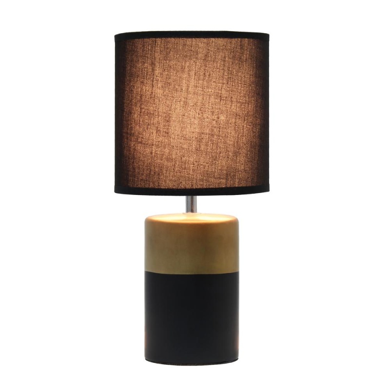 Simple Designs Two Toned Basics Table Lamp, Black And Gold