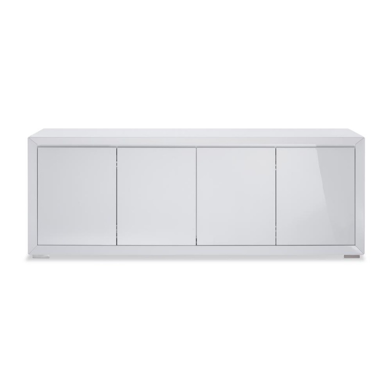 Pendenza Buffet 4 Door Mdf In High Gloss White And Polished Stainless Steel Body With