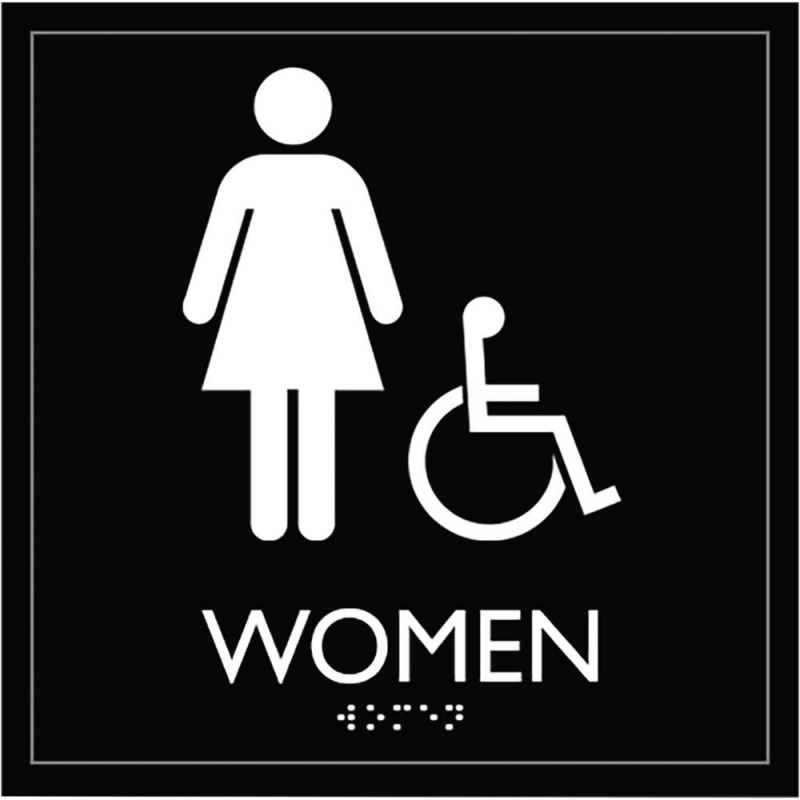Lorell Restroom Sign - 1 Each - Women Print/Message - 8" Width X 8" Height - Easy Readability, Injection-Molded - White
