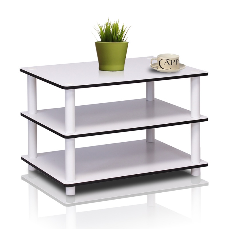 11173 Just 3-Tier No Tools Coffee Table, White W/White Tube