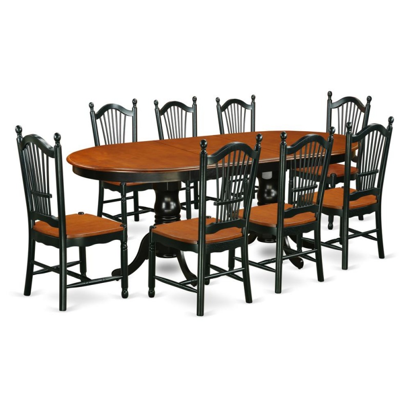 Dining Room Set Black & Cherry, Pldo9-Bch-w