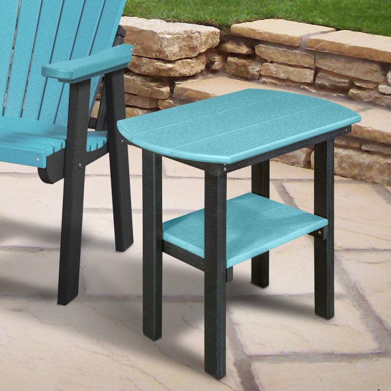 Oval End Table in Aruba Blue with a Black Base