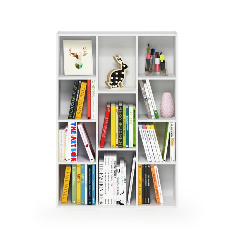 Furinno 11-Cube Reversible Open Shelf Bookcase, White