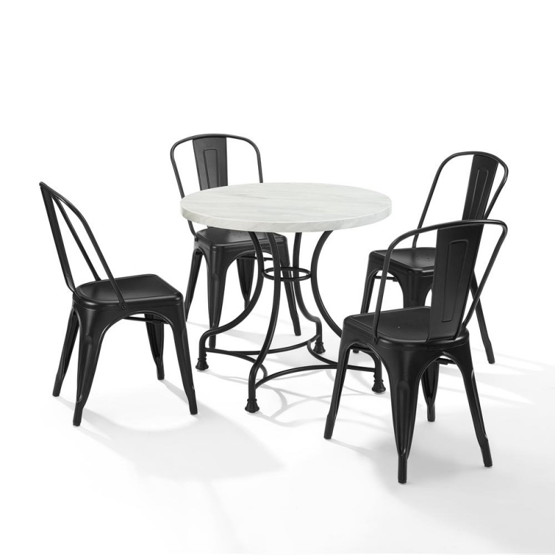 Madeleine 32" 5Pc Dining Set W/Amelia Chairs Matte Black - Table & 4 Chairs