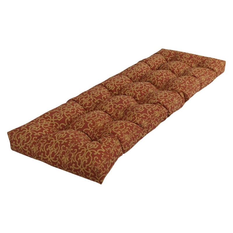 60-Inch By 19-Inch Tufted Patterned Outdoor Spun Polyester Loveseat Cushion