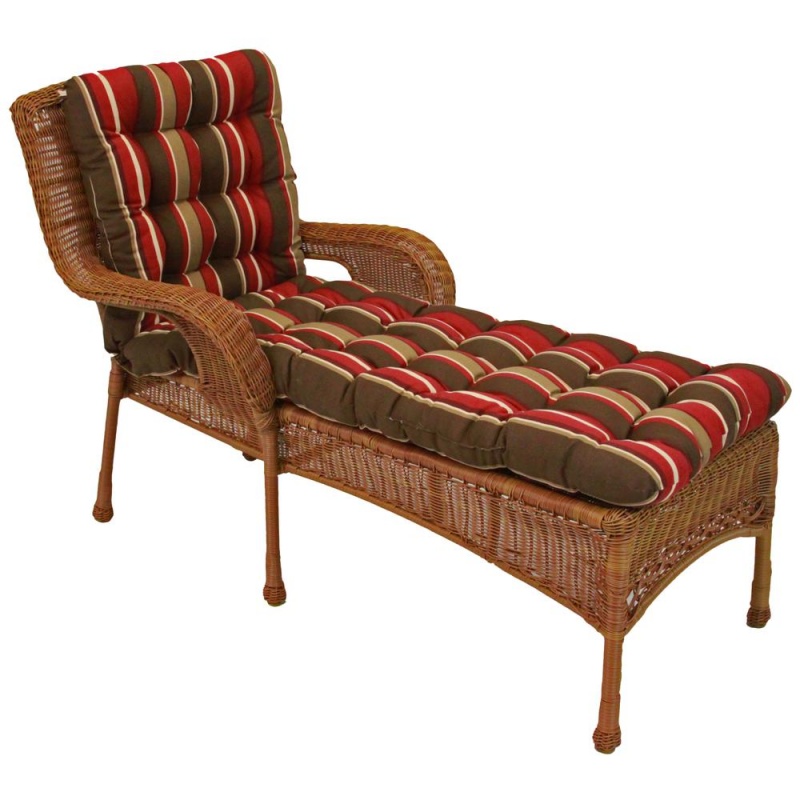 74-Inch By 19-Inch Squarded Outdoor Spun Polyester Tufted Chaise Lounge Cushion