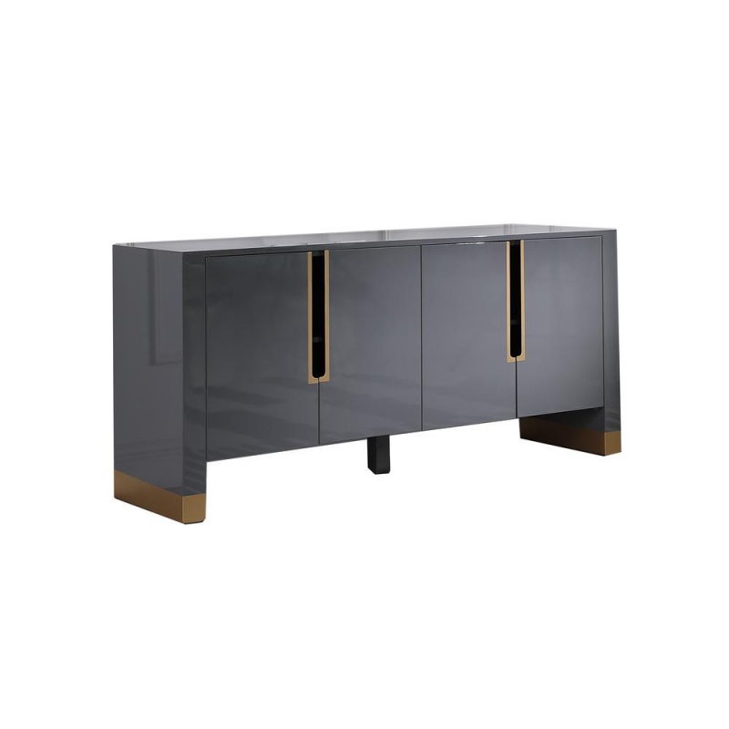 Akantha 68" Lacquer With Gold Accents Sideboard, Grey