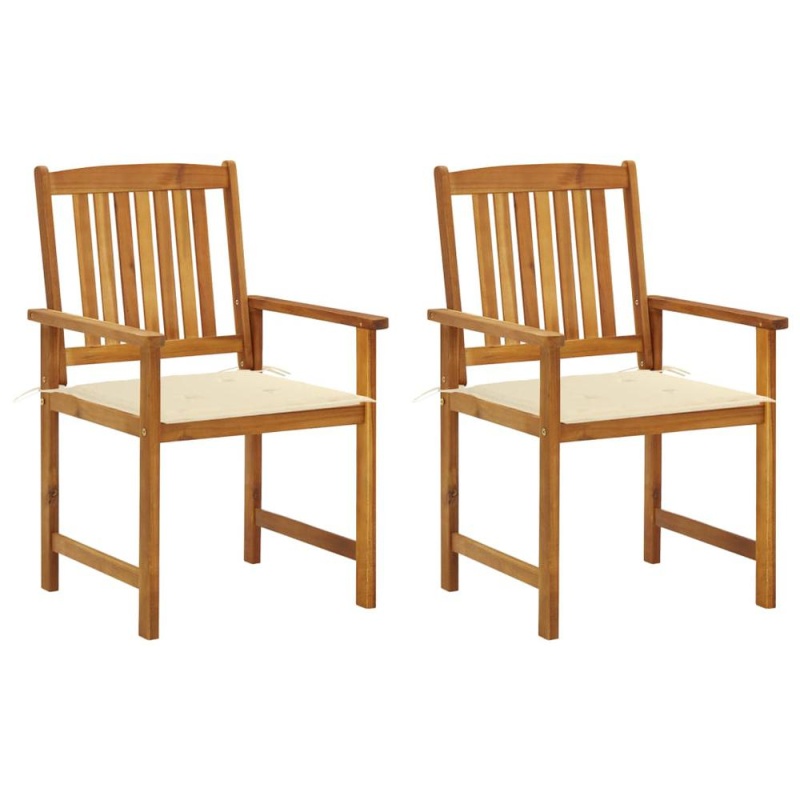Vidaxl Director's Chairs With Cushions 2 Pcs Solid Acacia Wood 1171