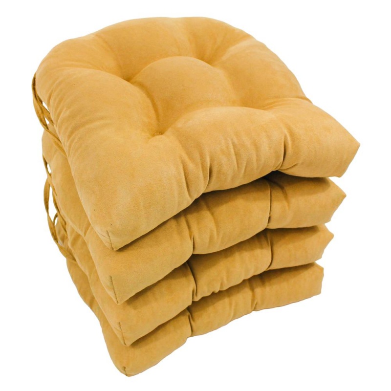 16-Inch Solid Micro Suede U-Shaped Tufted Chair Cushions (Set Of 4)