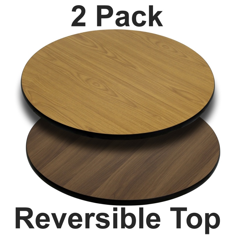 2 Pk. 42'' Round Table Top With Natural Or Walnut Reversible Laminate Top