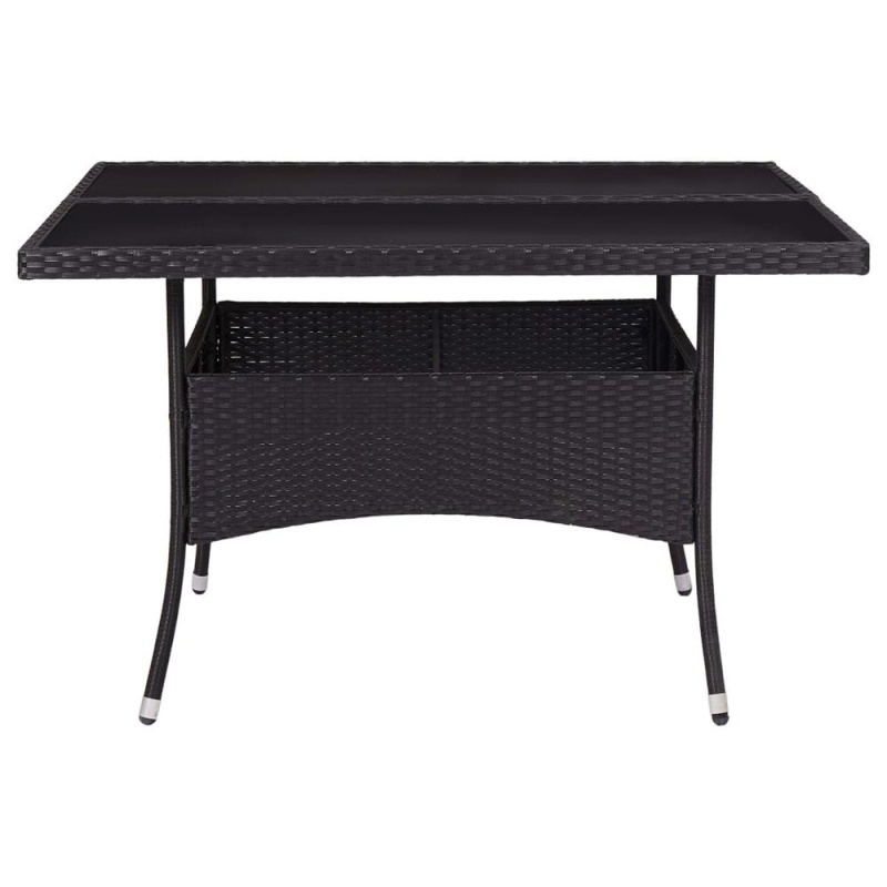 Vidaxl Outdoor Dining Table Black Poly Rattan And Glass 6189