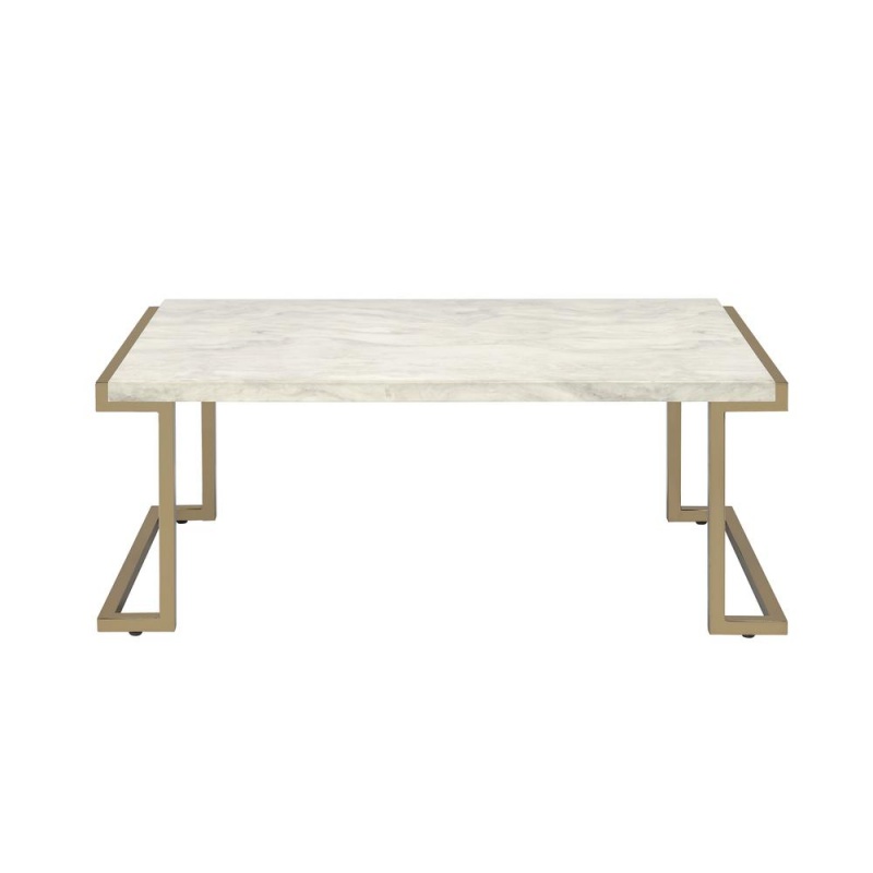 Boice Ii End Table, Faux Marble & Champagne