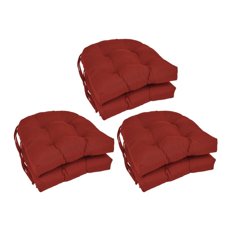 16-Inch Solid Twill U-Shaped Tufted Chair Cushions (Set Of 6) 916X16us-T-6Ch-Tw-Rr