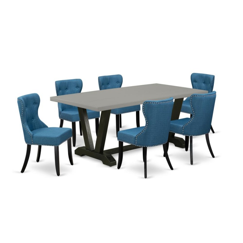 East West Furniture 7-Pc Dining Room Table Set