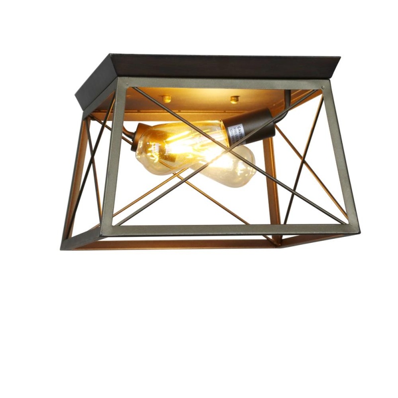 Chloe Lighting Farmhouse-Style Two-Toned 2 Light Ceiling Flush Fixture 12" Wide