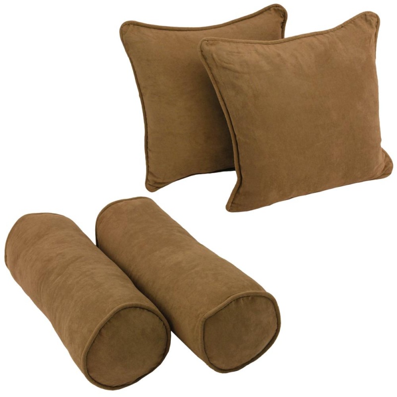 Double-Corded Solid Microsuede Throw Pillows With Inserts (Set of 4)