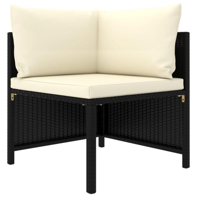 Vidaxl 4-Seater Garden Sofa With Cushions Black Poly Rattan 3515