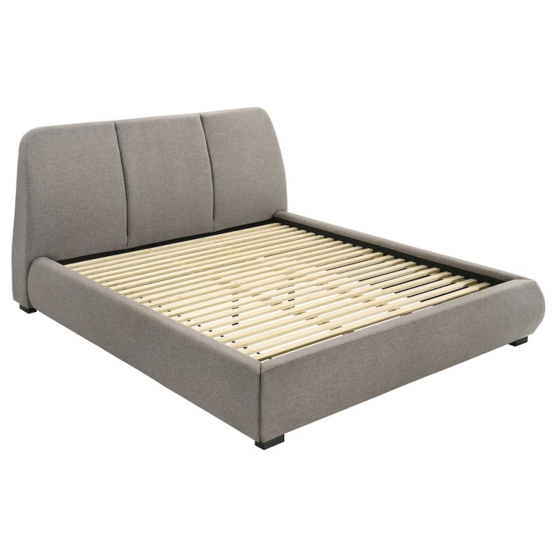 Mokena 46-Inch Upholstered Eastern King Platform Bed Taupe