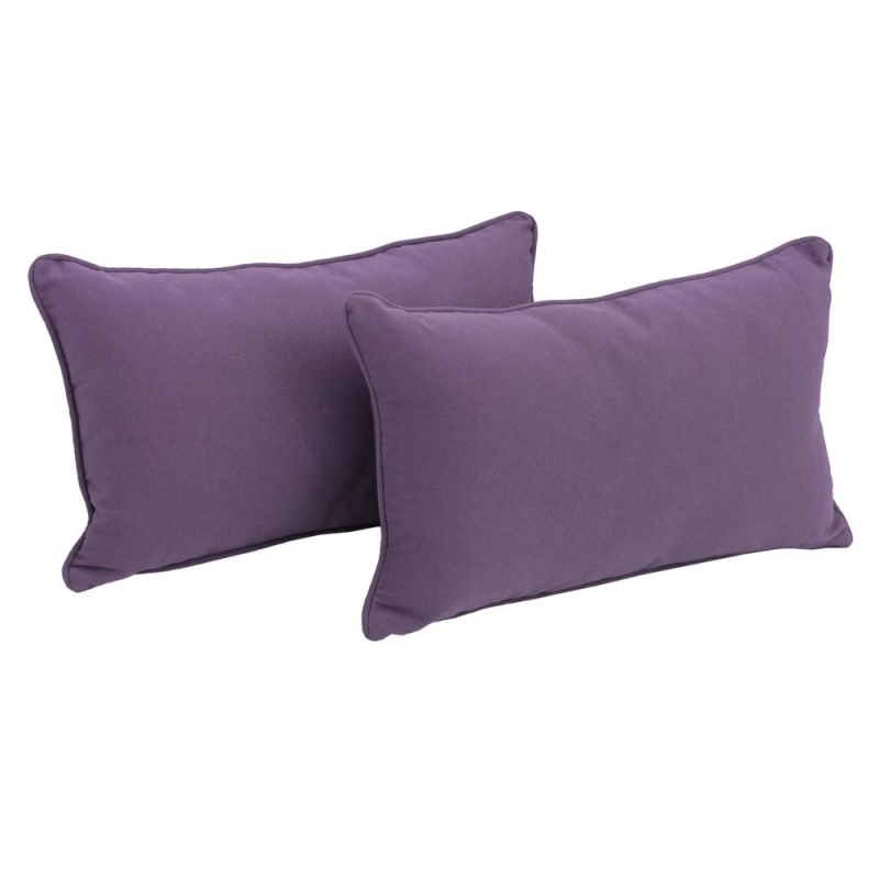 20-Inch By 12-Inch Double-Corded Solid Twill Back Support Pillows With Inserts (Set Of 2), Grape