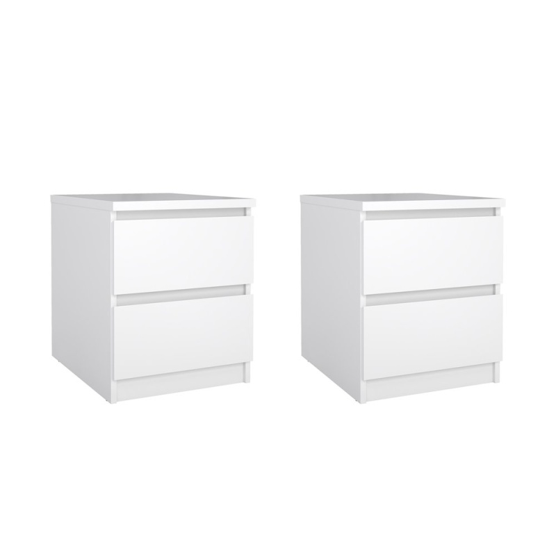 Scottsdale 2 Drawer Nightstand - Set of 2, White High Gloss