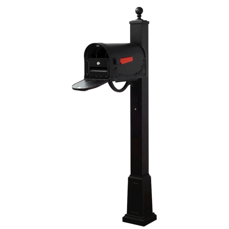 Floral Curbside Mailbox With Locking Insert and Springfield Mailbox With Base
