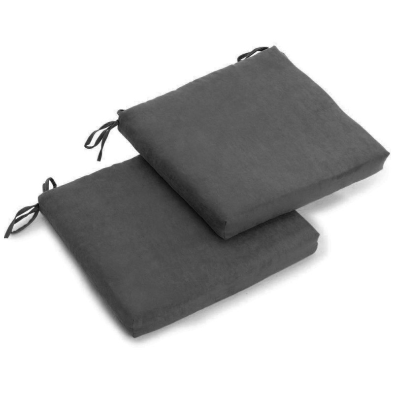 20-Inch By 19-Inch Solid Microsuede Chair Cushions (Set Of 2) 93454-2Ch-Ms-Gy