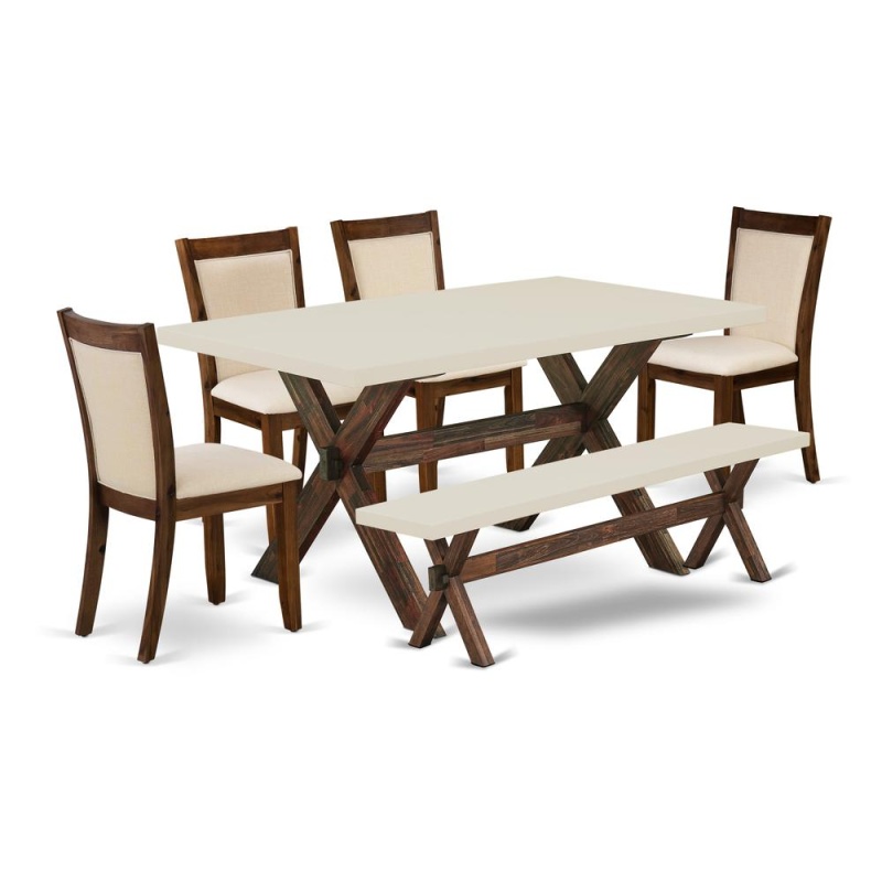 6-Pc Dining Room Set with Bench and 4 Chairs