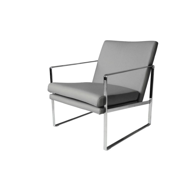 Lennox Chair Gray Faux Leather Stainless Steel Frame