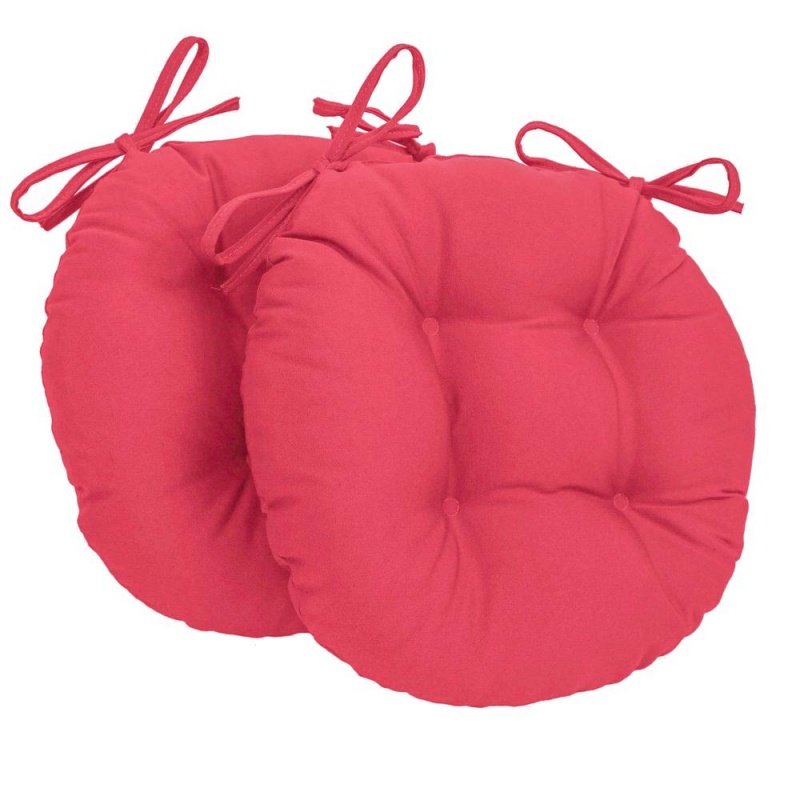 16-Inch Solid Twill Round Tufted Chair Cushions (Set Of 2)