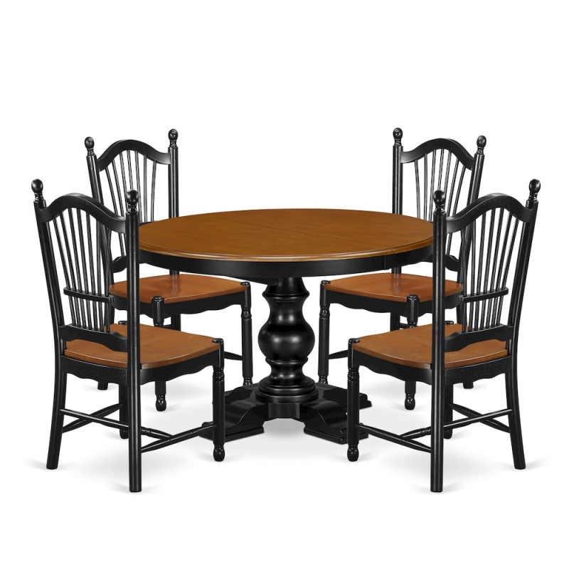 5-Piece Mid-Century Kitchen Set, Black & Cherry