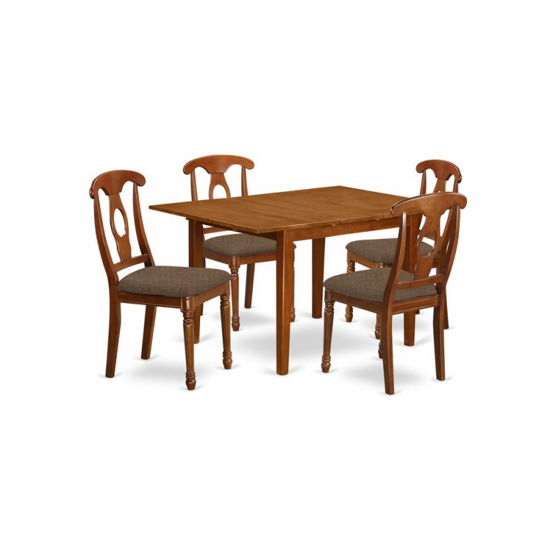 5 Pc Kitchen Nook Dining Set- Tables And 4 Brown Dining Chairs
