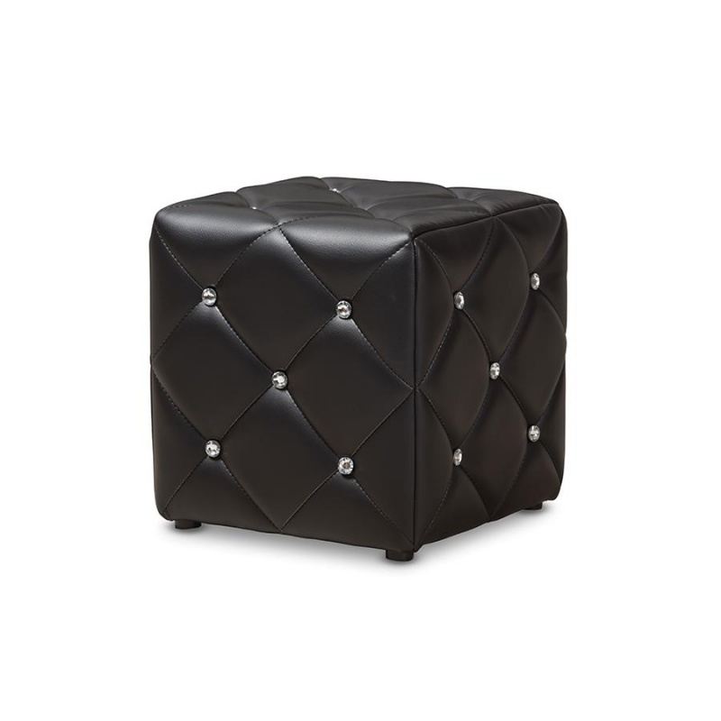 Stacey Modern And Contemporary Black Faux Leather Upholstered Ottoman