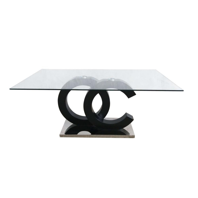 Matte Black & Stainless Steel Dining Table - Matte Black