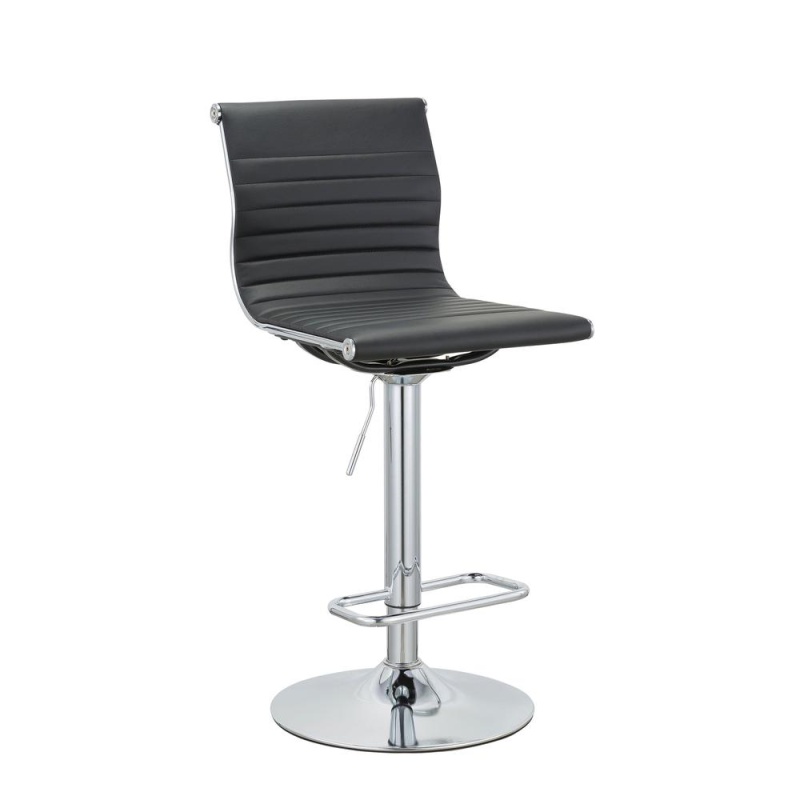 Adjustable PU Bar Stool With Chrome Leg, Set of 2
