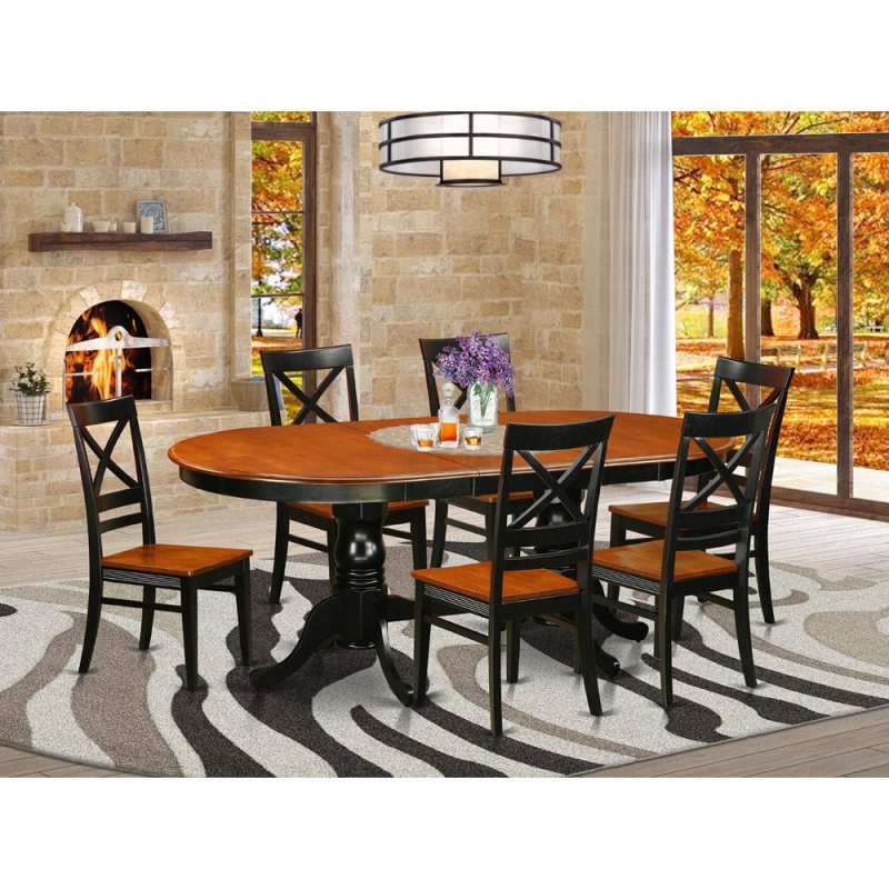 East West Furniture 7 Pc Dining Set - Dining Table with 6 Wood Dining ...