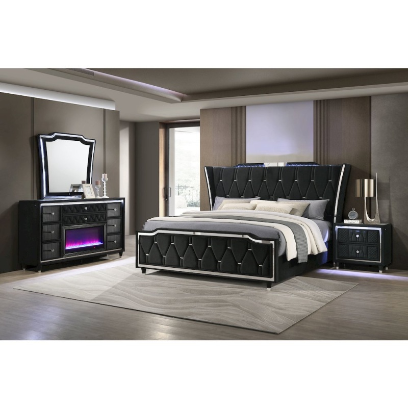 Lorient 4-Piece Queen Bedroom Set in Black